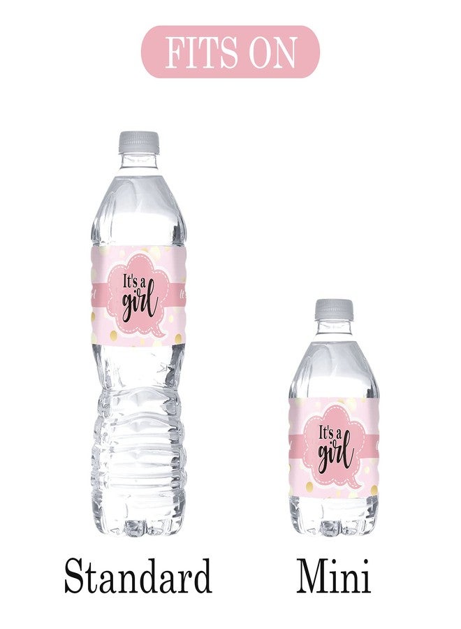 MonMon & Craft Pink It's A Girl Water Bottle Stickers/Gender Reveal Bottle Wrappers/Baby Shower Girl's Birthday Party Water Labels Supplies (Set of 32) - Image 3